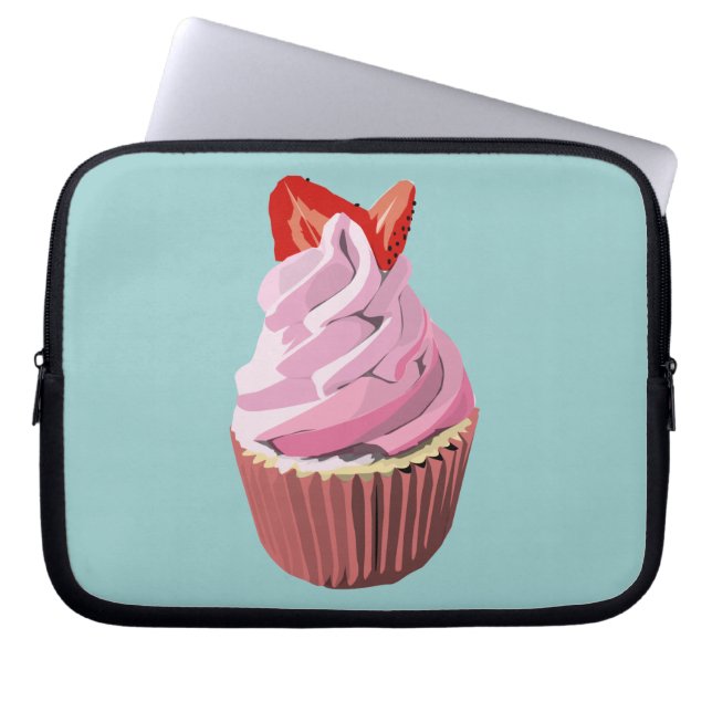 Jordgubben virvlar runt muffinlaptop sleeve (Framsidan)