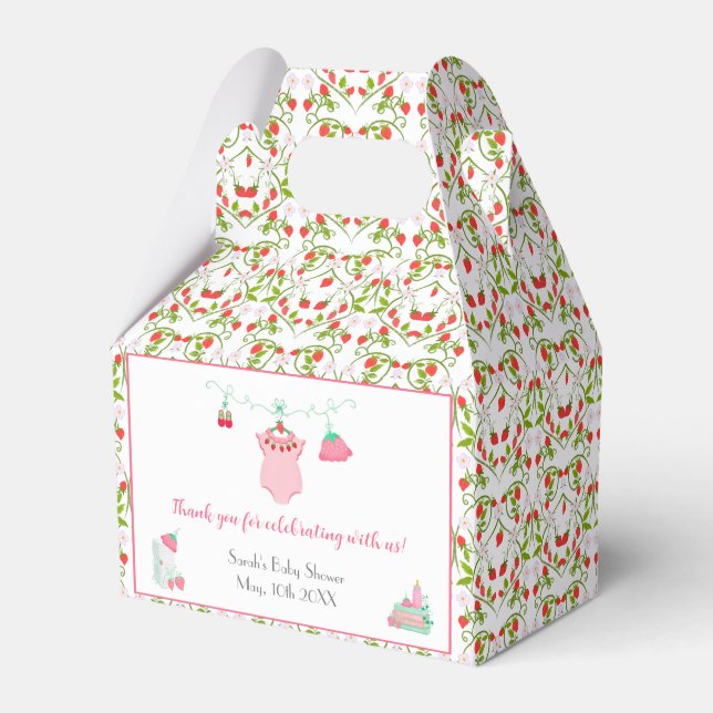 Jordgubbens babykläder med mönster baby shower presentaskar (Framsidan Sidan)