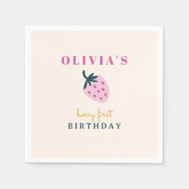 Jordgubbens rosa baby födelsedagsfest pappersservett