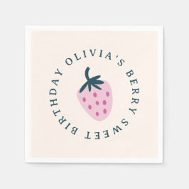 Jordgubbens rosa baby födelsedagsfest pappersservett