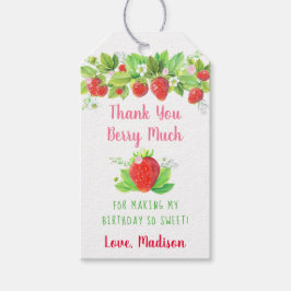 Jordgubbens Rosa Blommigt Presentetikett