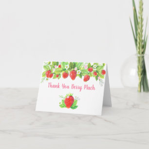 Jordgubbens Rosa Blommigt Tack Kort