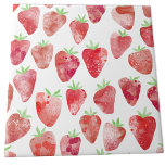 Jordgubbens vattenfärg kakelplatta<br><div class="desc">Söt och fruktig jordgubbsvattenfärg mönster i rött,  rosa och vitt. Originalkonst av Nic Squirrell.</div>