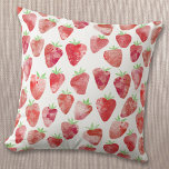 Jordgubbens vattenfärg kudde<br><div class="desc">Söt och utsökt jordgubbsvattenfärg mönster i rött,  rosa och vitt. Originalkonst av Nic Squirrell.</div>