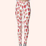 Jordgubbens vattenfärg leggings<br><div class="desc">Söt jordgubbsvattenfärg mönster i rött,  rosa och vitt. Originalkonst av Nic Squirrell.</div>