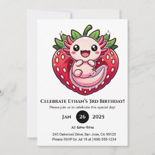 Jordgubberry Axolotl Joy Birthday Inbjudningar