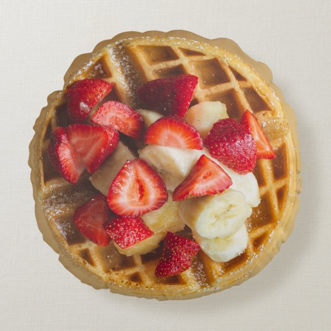 Jordgubberry Banana Waffle Round Dekorativ kudde (Framsidan)