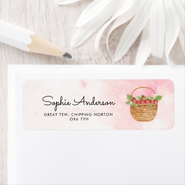 Jordgubberry Berry First Girl 1:a födelsedagen Par Returadress Etikett (Insitu)