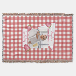 Jordgubberry Berry Första födelsedag Filt