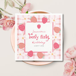 Jordgubberry Berry Första födelsedag Pappersservett