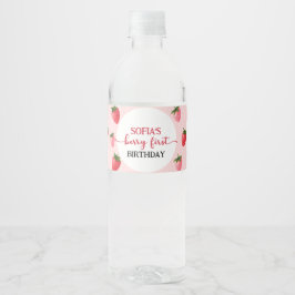 Jordgubberry Berry Första födelsedag Vattenflaskor Etikett