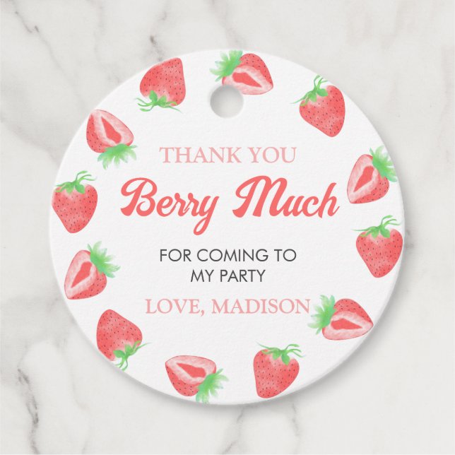 Jordgubberry Birthday Tack Berry Much Gåvor Etiketter (Framsida)