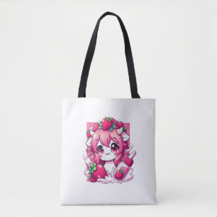 Jordgubberry Cow Kawaii Anime Strawberry Mjölk _1 Tygkasse