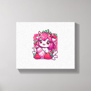 Jordgubberry Cow Kawaii Anime Strawberry Mjölk _2_ Canvastryck