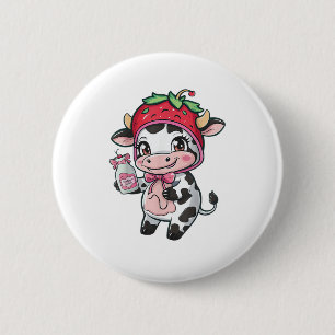 Jordgubberry Cow Kawaii Anime Strawberry Mjölk _2 Knapp