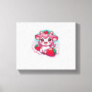 Jordgubberry Cow Kawaii Anime Strawberry Mjölk _3 Canvastryck