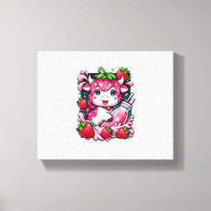 Jordgubberry Cow Kawaii Anime Strawberry Mjölk Canvastryck