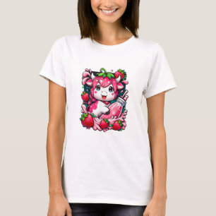 Jordgubberry Cow Kawaii Anime Strawberry Mjölk T Shirt