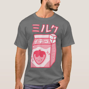 Jordgubberry Mjölk Kawaii Katakana Japansk Anime S T Shirt