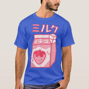 Jordgubberry Mjölk Kawaii Katakana Japansk Anime S T Shirt
