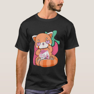Jordgubberry Mjölk Red Panda Chibi Anime Otaku Nu T Shirt