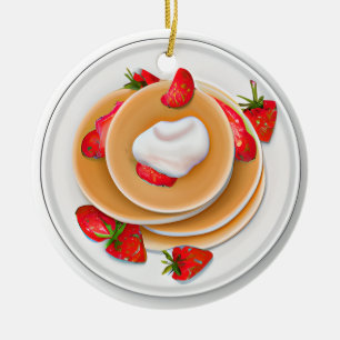 Jordgubberry Pancakes Pun Flirty jul Julgransprydnad Keramik