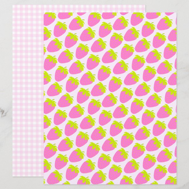 Jordgubberry Pastel Rosa Gingham (Fram/baksida)