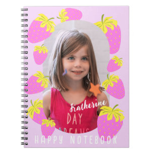 Jordgubberry Pastel Rosa Photo Anteckningsbok