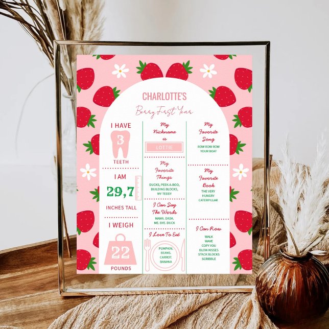 Jordgubbs 1-års födelsedagsfest Jordgubbs Första f Poster (Skapare uppladdad)