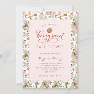 Jordgubbs Baby Shower Inbjudan