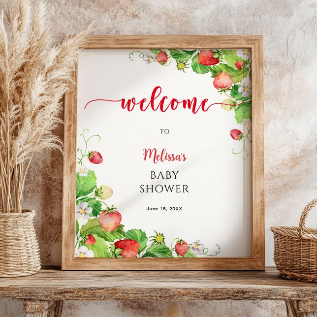 Jordgubbs Baby Shower Välkomst  Poster (Skapare uppladdad)