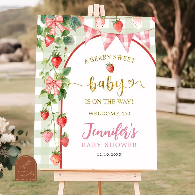 Jordgubbs Baby Shower Välkomstskylt Poster (Skapare uppladdad)