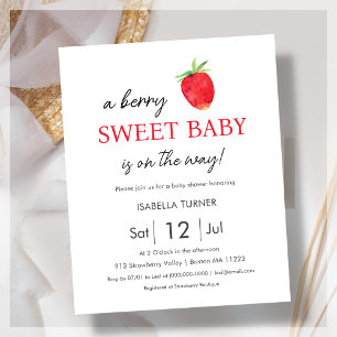 Jordgubbs   Bärsöt Baby Shower Inbjudan