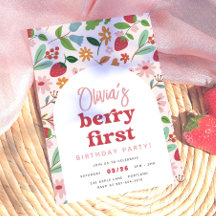 Jordgubbs Berry Första Födelsedagsfest
