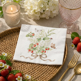 Jordgubbs Blomsterbukett Fest Pappersservett