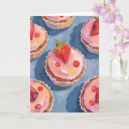 Jordgubbs Cupcakes | Frukt Vattenfärg Festlig Kort