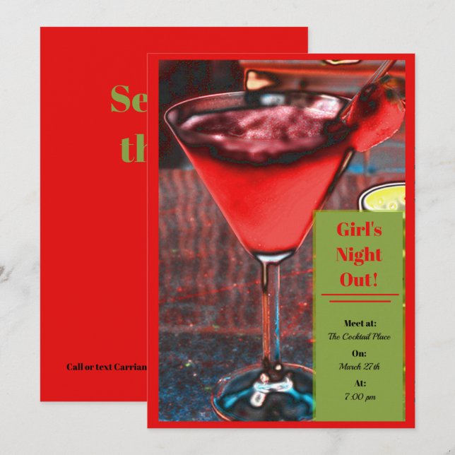 Jordgubbs Daiquiri Inbjudan (Fram/baksida)