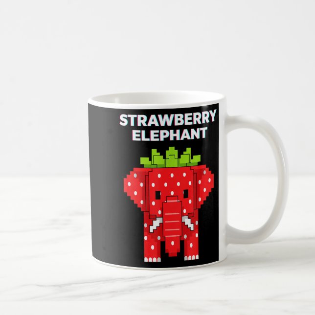 Jordgubbs elefant pixel konst söt djungeldjur kaffemugg (Höger)