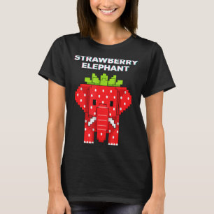 Jordgubbs elefant pixel konst söt djungeldjur t shirt