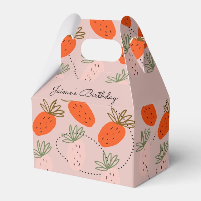 Jordgubbs Födelsedagsfest Frukt Doodle Presentaskar (Framsidan Sidan)