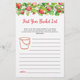 Jordgubbs Första Året Bucket List Baby Shower Lek