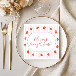 Jordgubbs första födelsedags servetter