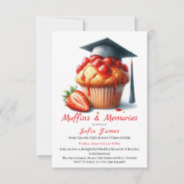 Jordgubbs Graduation Cupcake Brunch Firande Inbjudningar