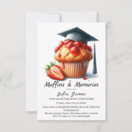 Jordgubbs Graduation Cupcake Brunch Firande Inbjudningar