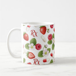 Jordgubbs Hallon Botaniskt Piller Mönster Kaffemugg