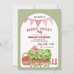 Jordgubbs korg inbjudningar
