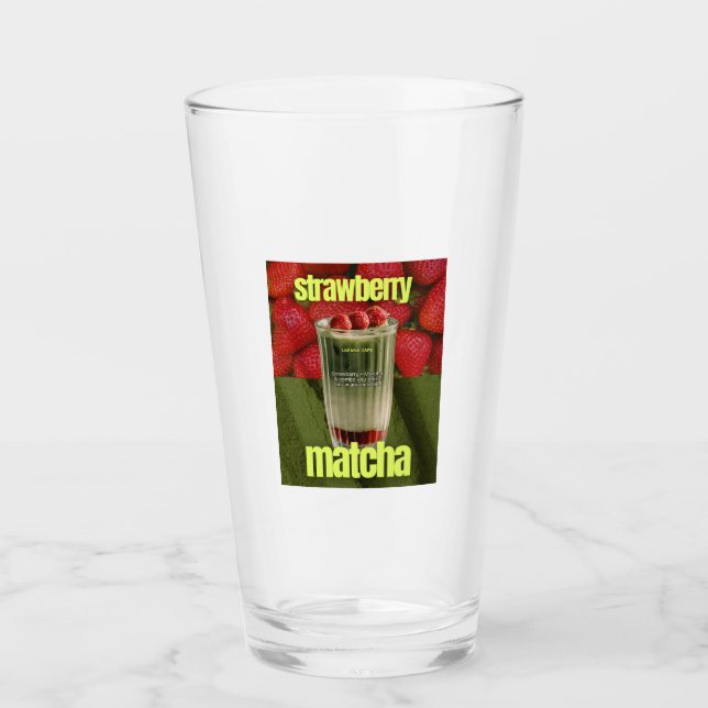 Jordgubbs Matcha Latte Affisch – Trendig Cafédryck Glaskopp (Framsida)