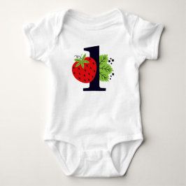 Jordgubbs ONE Födelsedagsflicka Baby 1:a Första Fe T Shirt