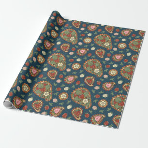 Jordgubbs Paisley Mönster Presentpapper