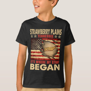 Jordgubbs Plains Tennessee Usa Flagga 4:e Juli T Shirt